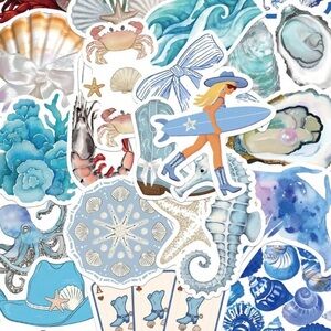 50pcs Coastal Girl Stickers, Creative Minimalist Romantic Beach Decor,